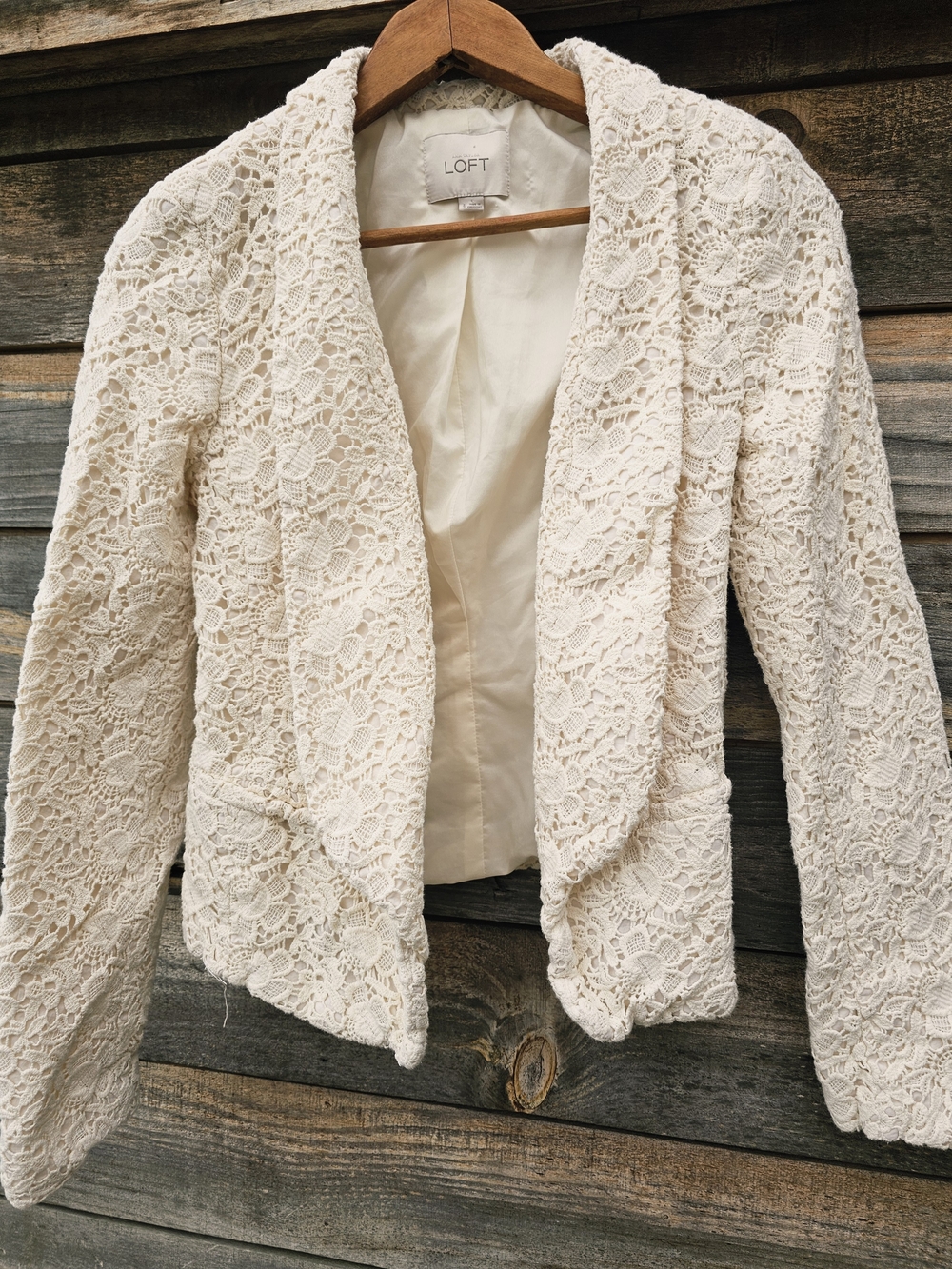 LOFT Women's Cream Lace Blazer Jacket